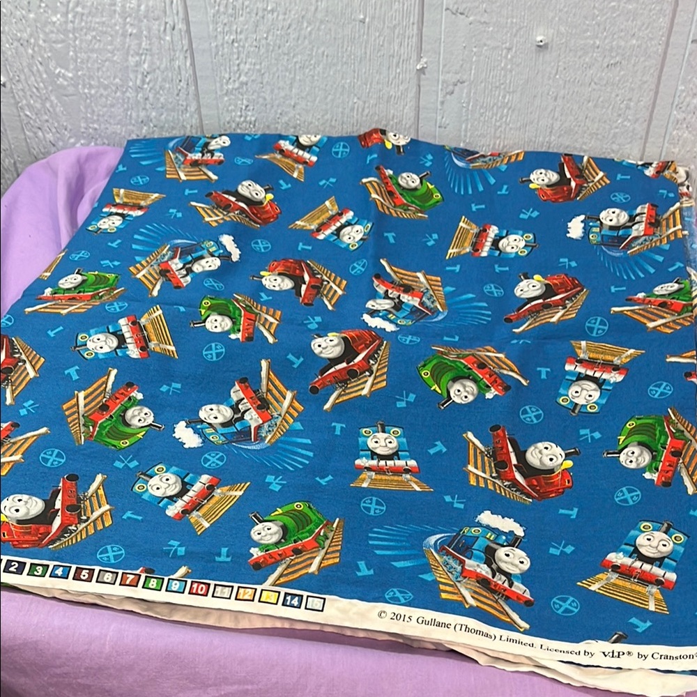 Thomas & Friends Blue Fabric with Train Design